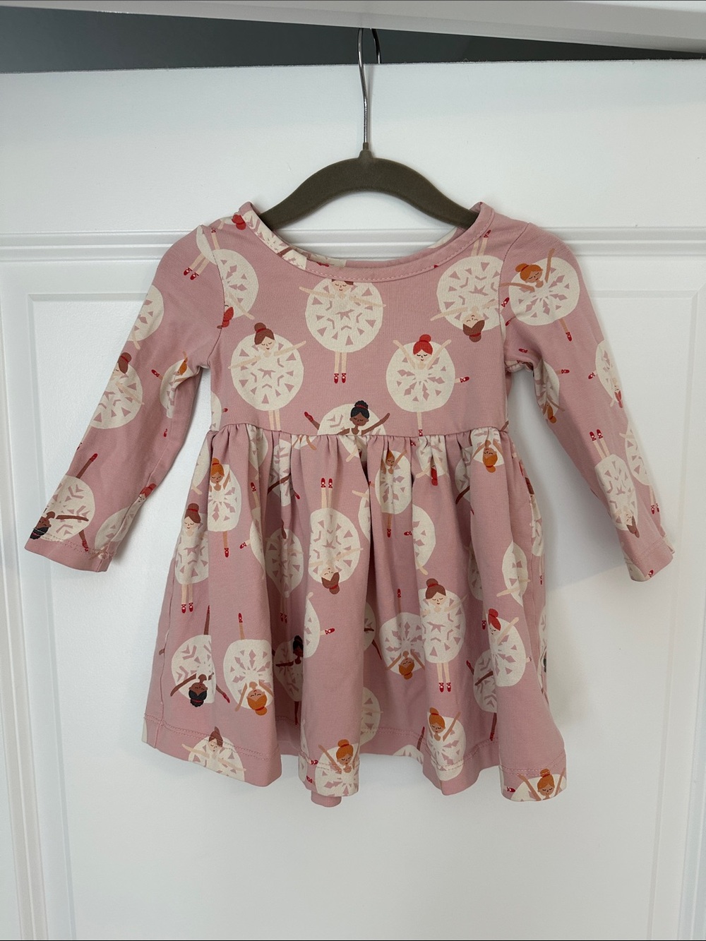 Baby Girls Hanna Anderson Pink Ballerina Print Long-Sleeve Dress